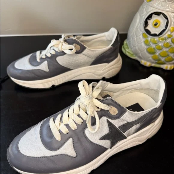 Golden Goose Men's Running Sole Sneakers in Silver, Ebony, Black